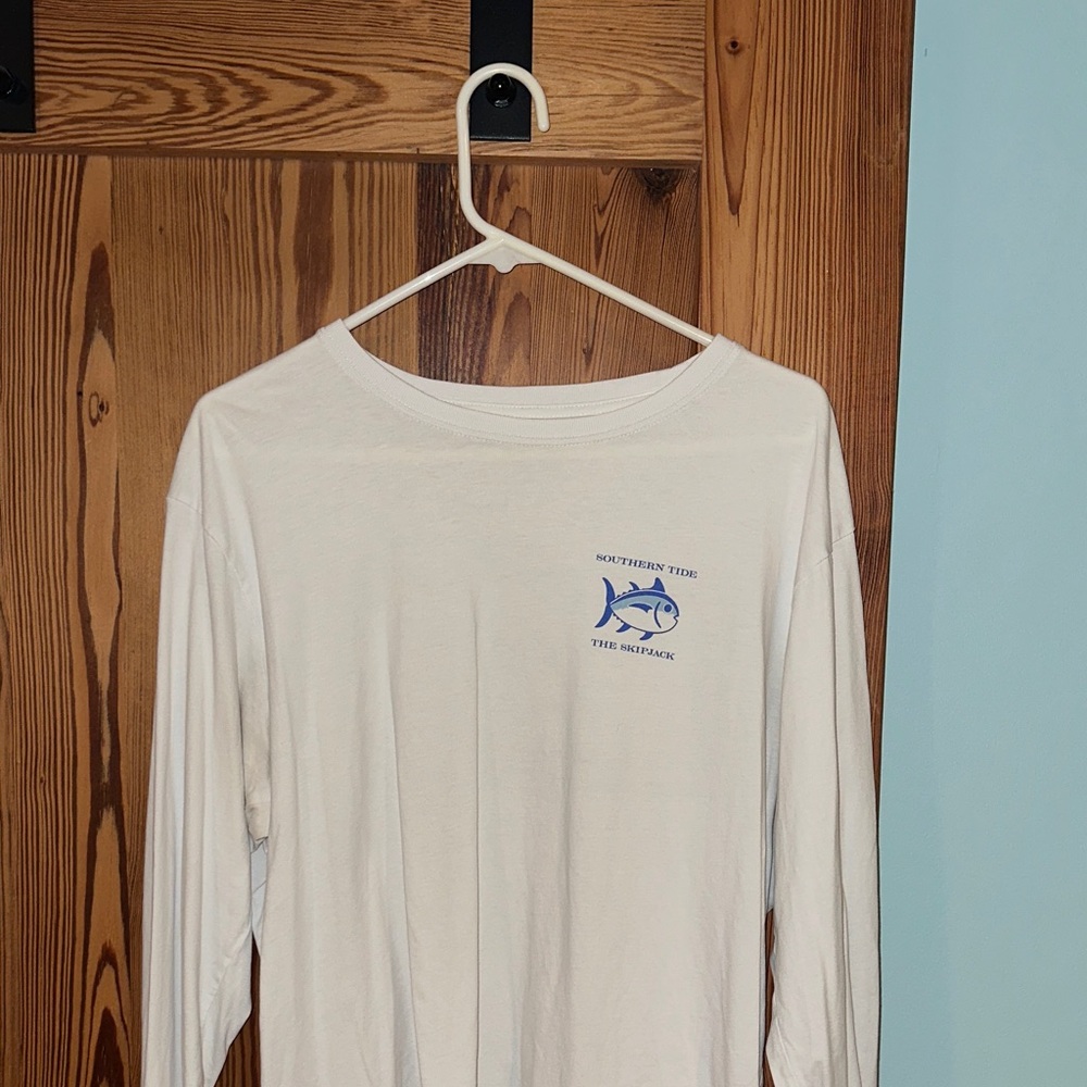 Southern Tide White Shirt with Blue Fish Logo
